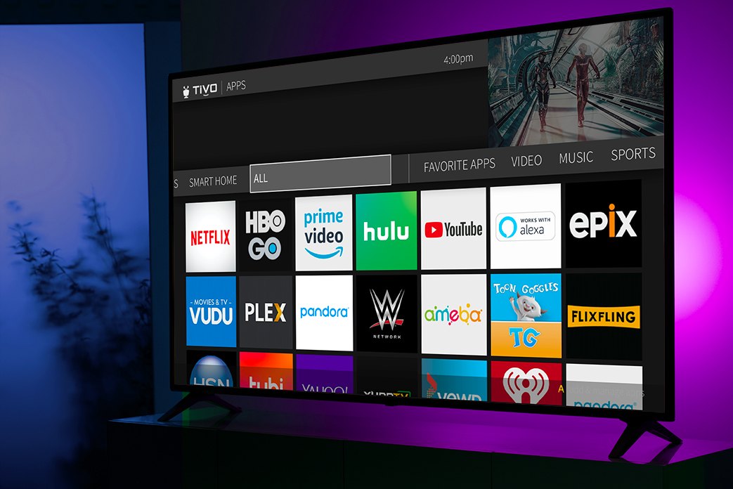 TV screen showing Tivo EDGE for antenna Apps home page