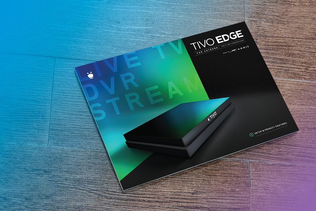 Image of a TiVo EDGE for antenna Setup & Product Features booklet