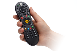 hand holding remote control